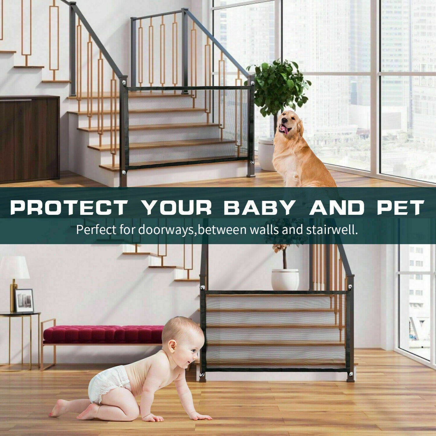 Pets Portable Guard Net Safety Gate